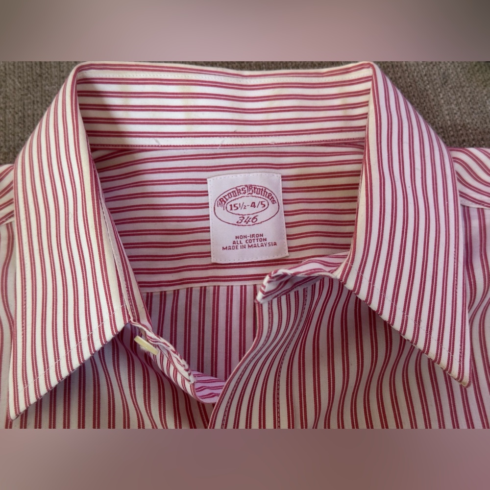 Brooks Brothers 346 Multicolor Stripes White & Red Men’s Dress Shirt Size 18-37